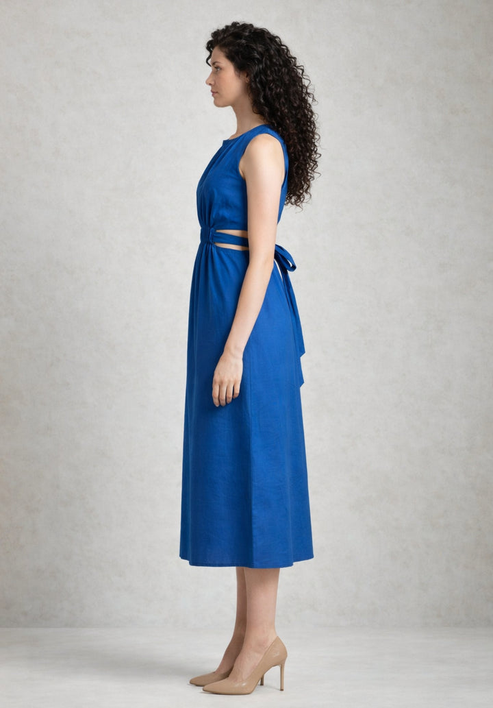 Blue Pure Cotton A-Line Dress