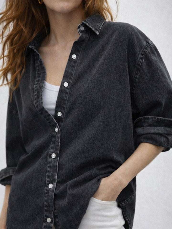 Black Oversized Denim Shirt