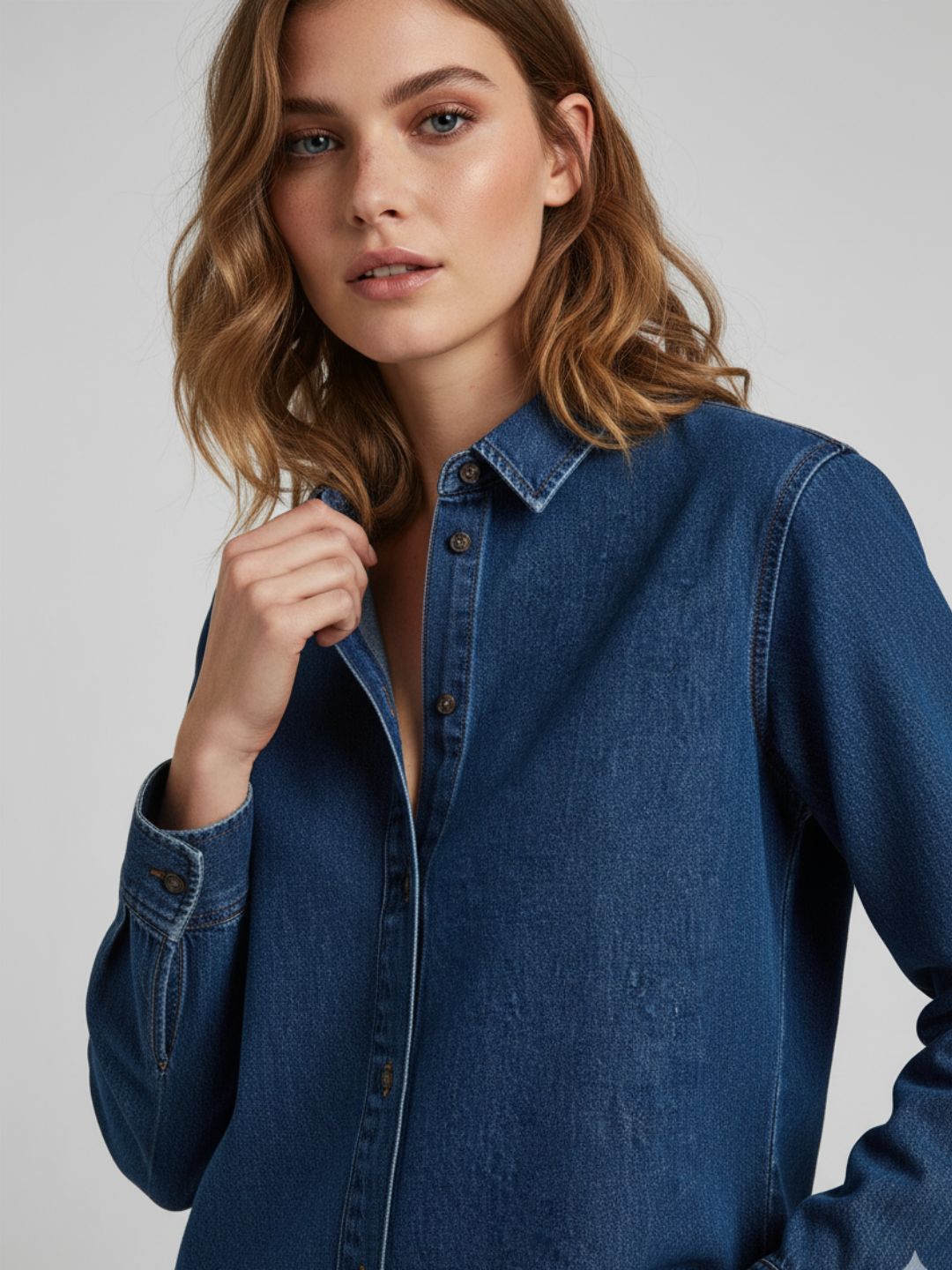 Dark Blue Oversized Denim Shirt