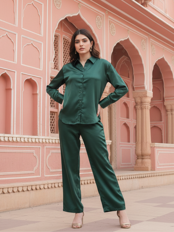 Dark Green Milano Satin Co-ords