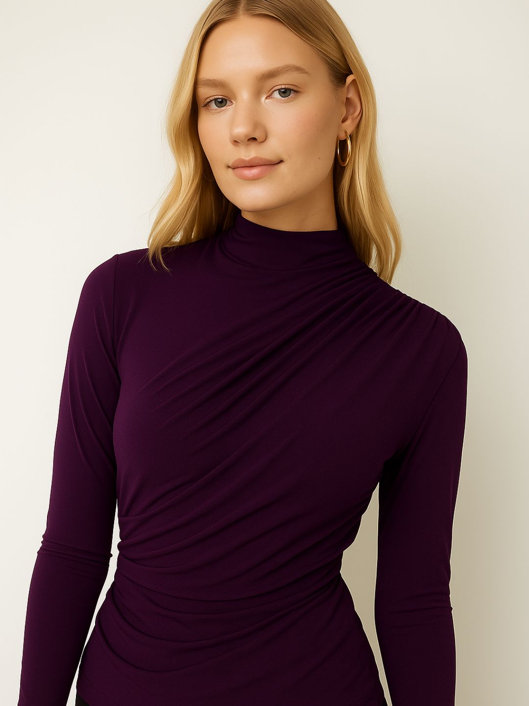 Maroon High Neck Top