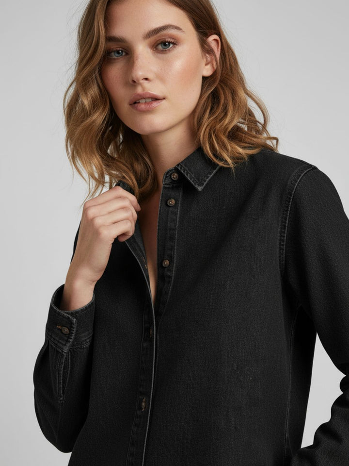 Black Oversized Denim Shirt
