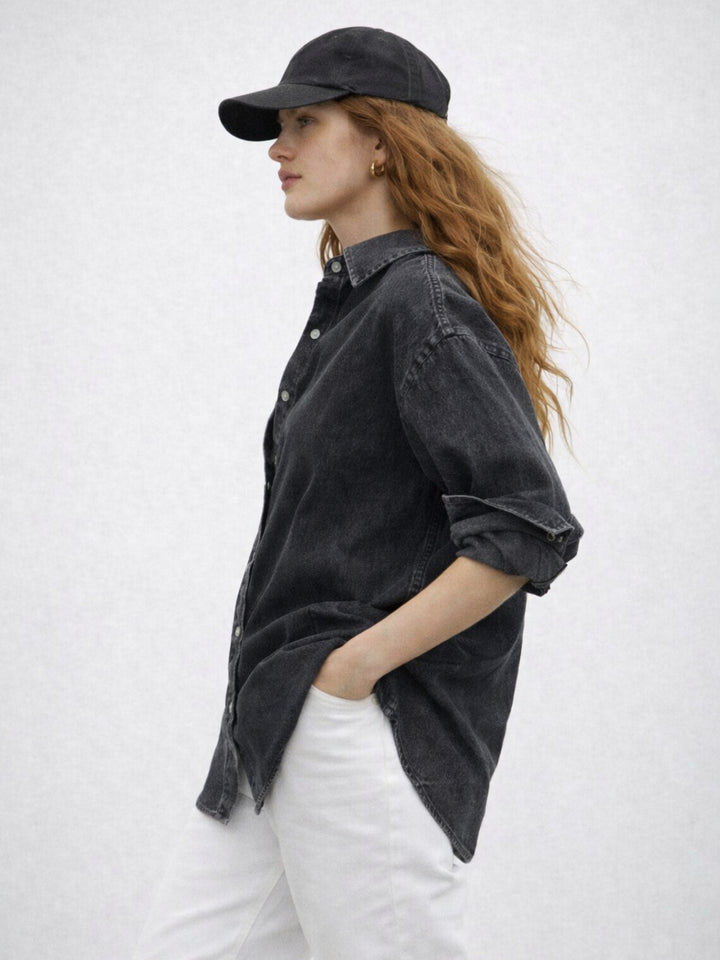 Black Oversized Denim Shirt