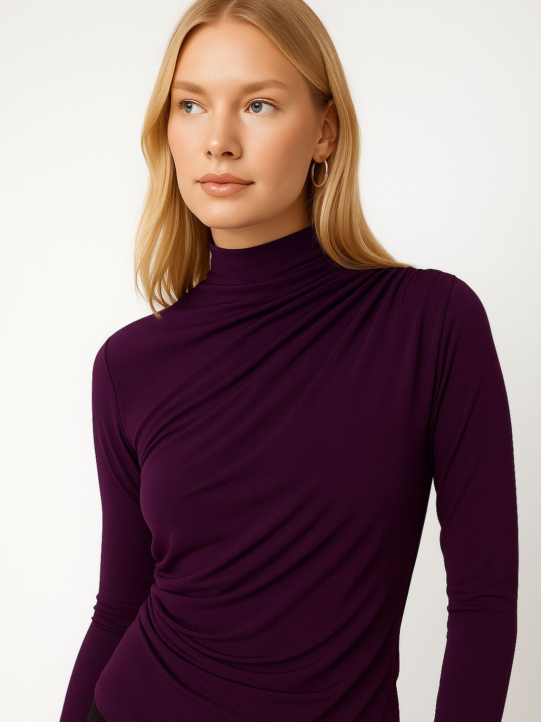 Maroon High Neck Top