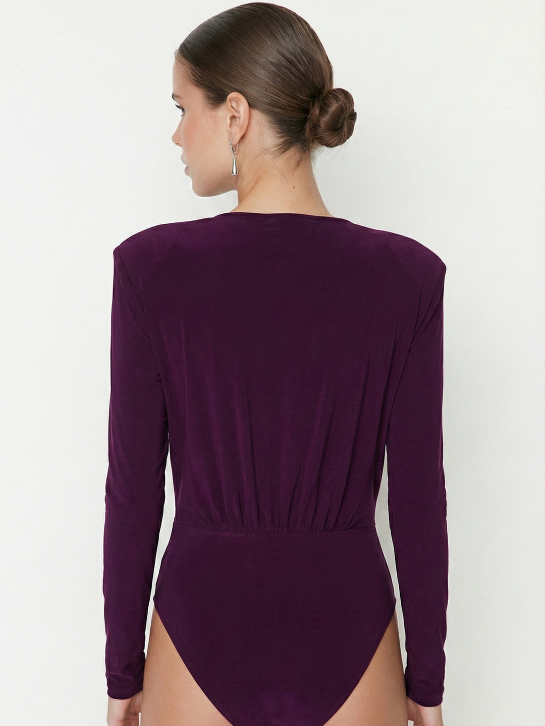 Maroon V-Neck Bodysuit Top