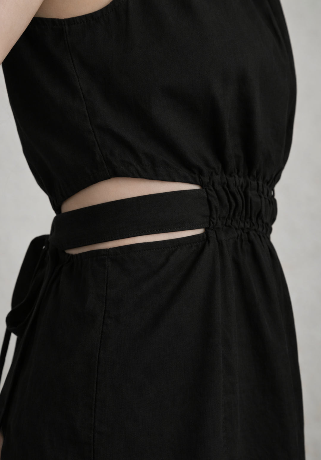 Black Pure Cotton A-Line Dress