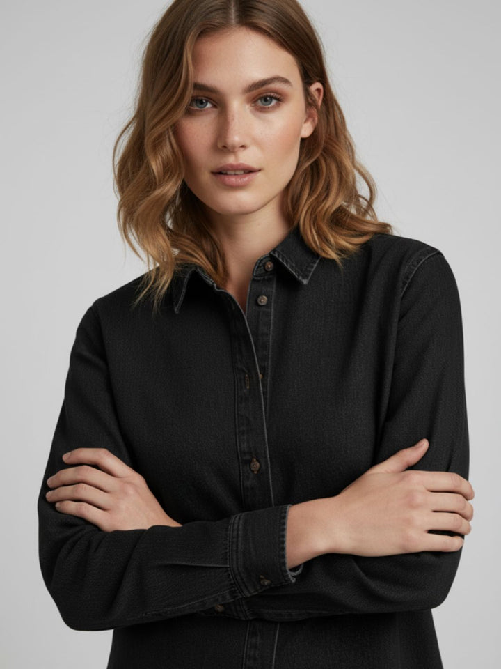 Black Oversized Denim Shirt