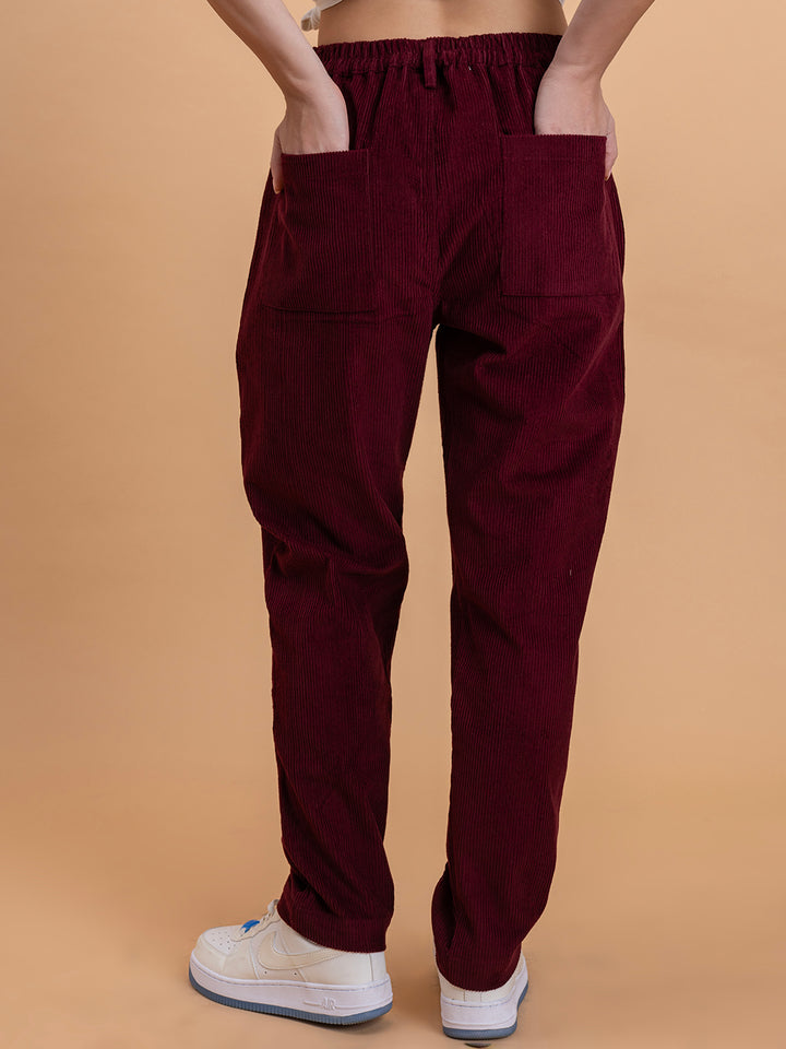 Maroon Corduroy Baggy Trouser