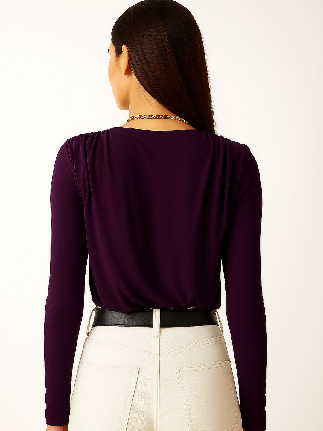 Maroon V-Neck Bodysuit Top