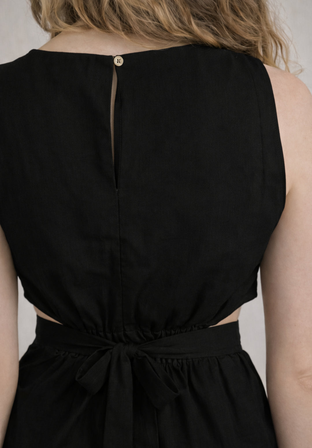 Black Pure Cotton A-Line Dress