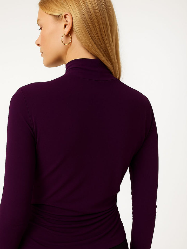 Maroon High Neck Top