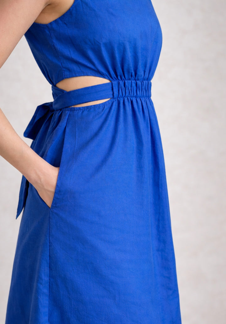 Blue Pure Cotton A-Line Dress