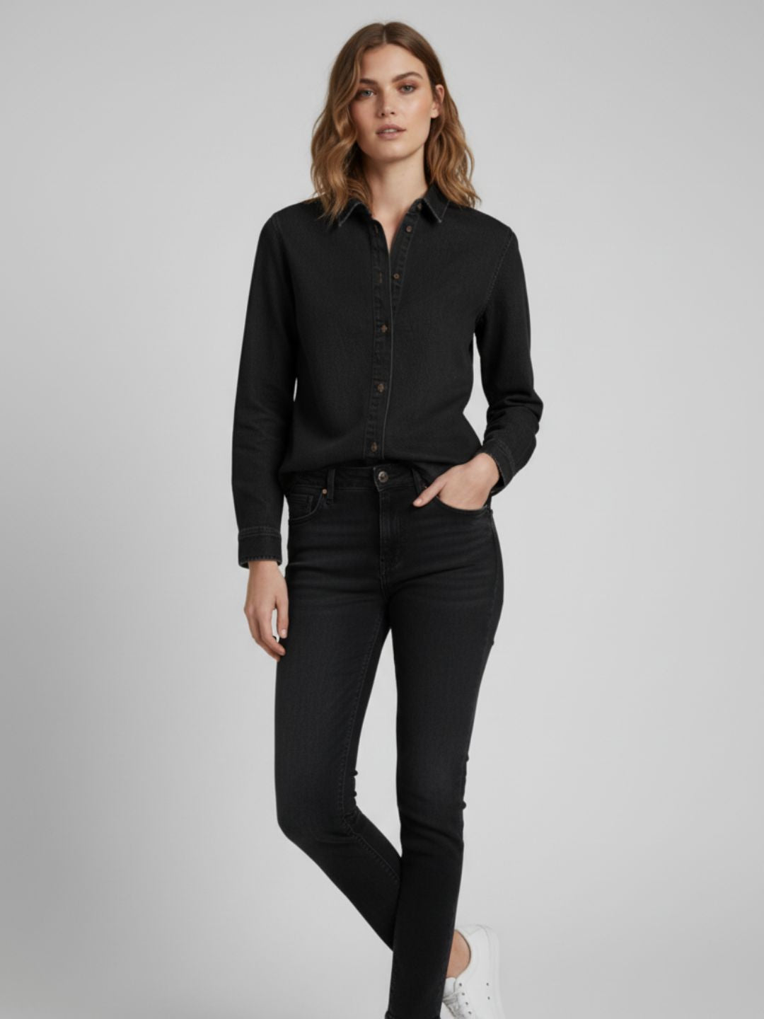 Black Oversized Denim Shirt