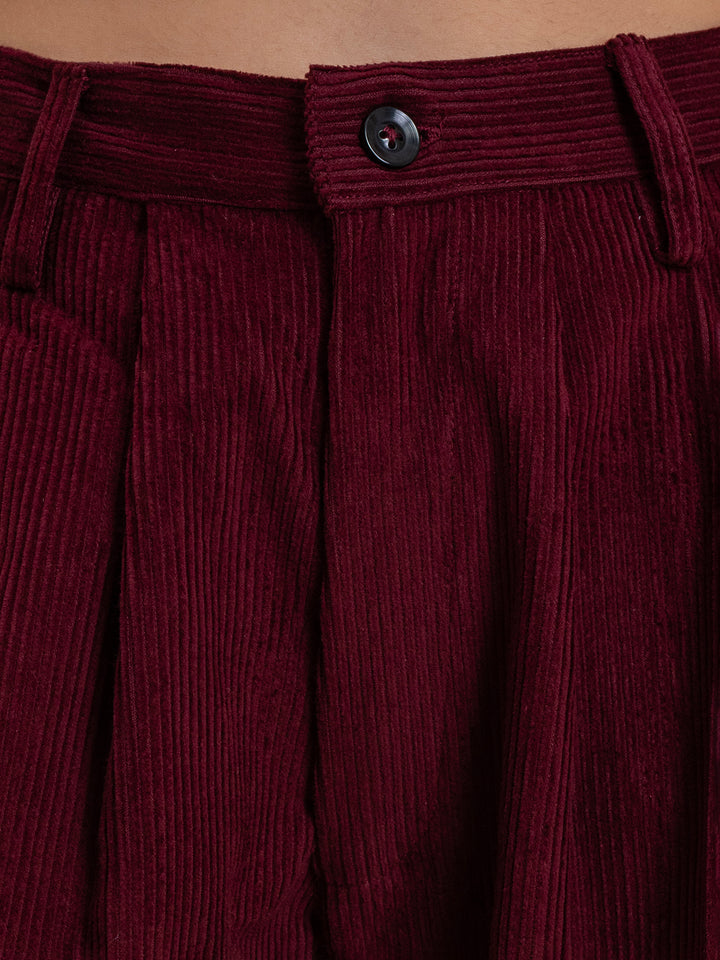 Maroon Corduroy Baggy Trouser