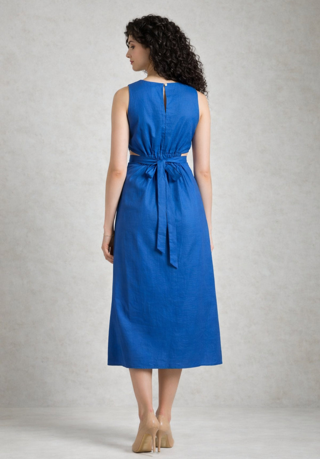Blue Pure Cotton A-Line Dress
