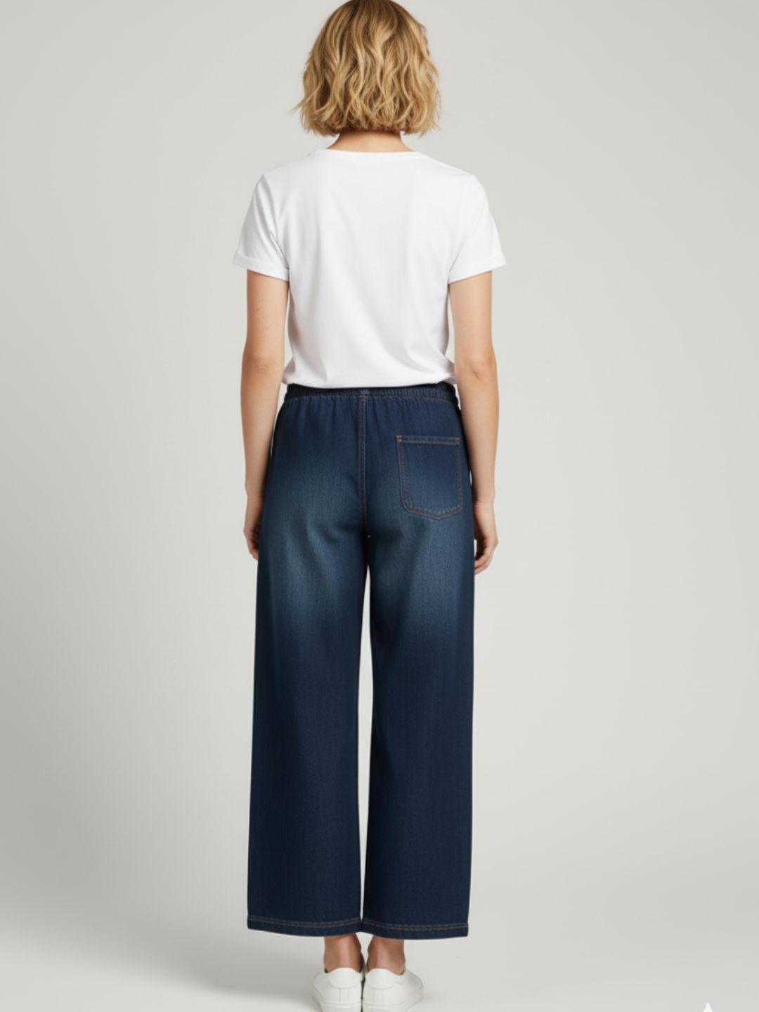 Dark Blue Denim Drawstring Trousers
