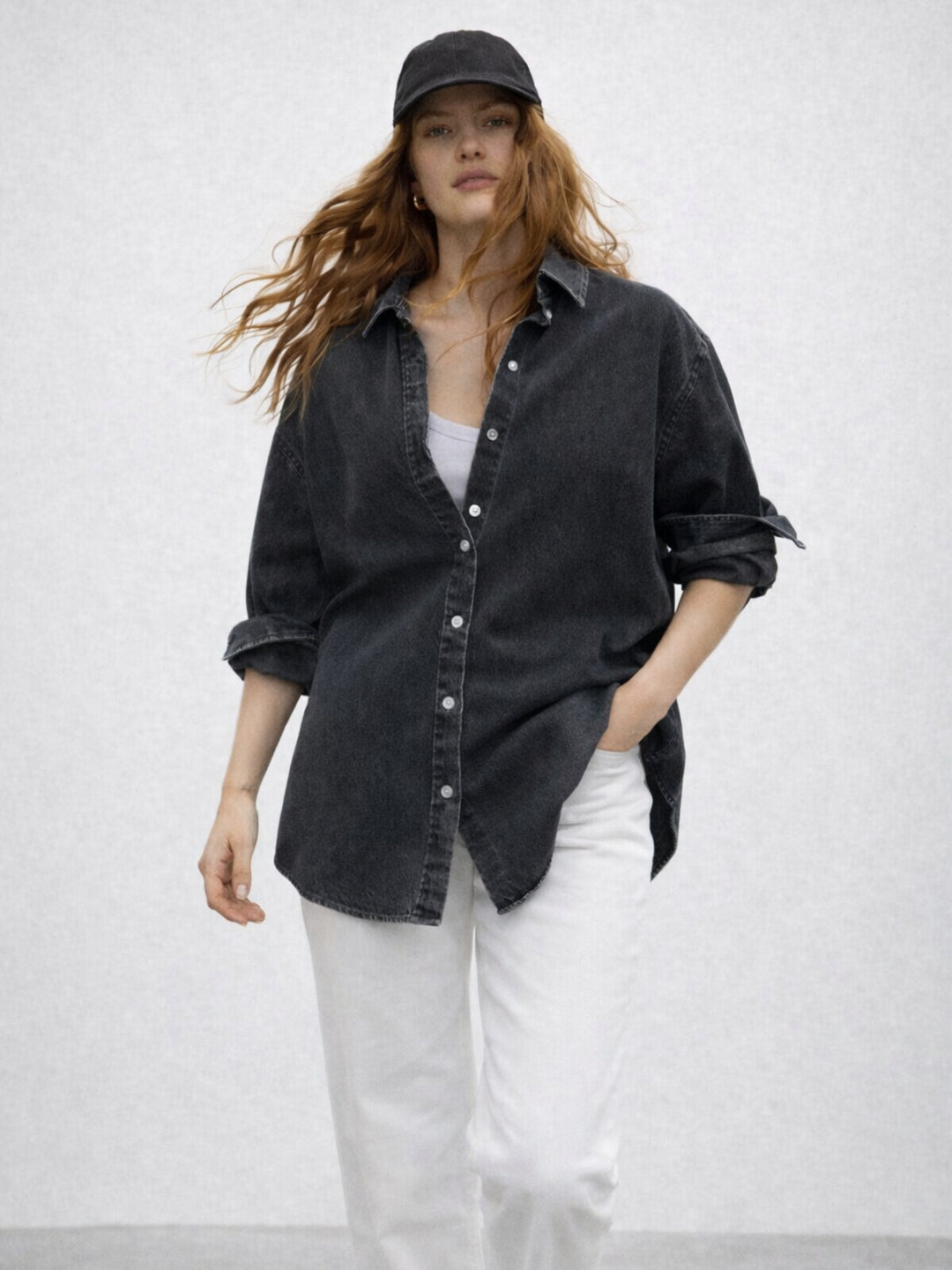 Black Oversized Denim Shirt