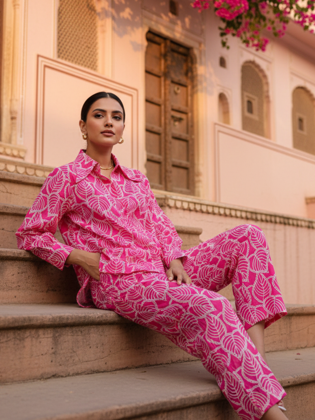 Jacob Pure Cotton Schiffli Embroidered Women's Co-ord Set