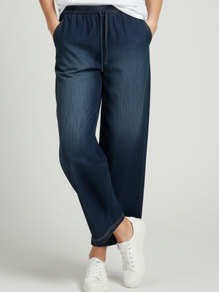 Dark Blue Denim Drawstring Trousers