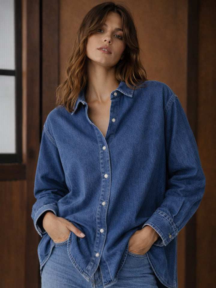 Dark Blue Oversized Denim Shirt