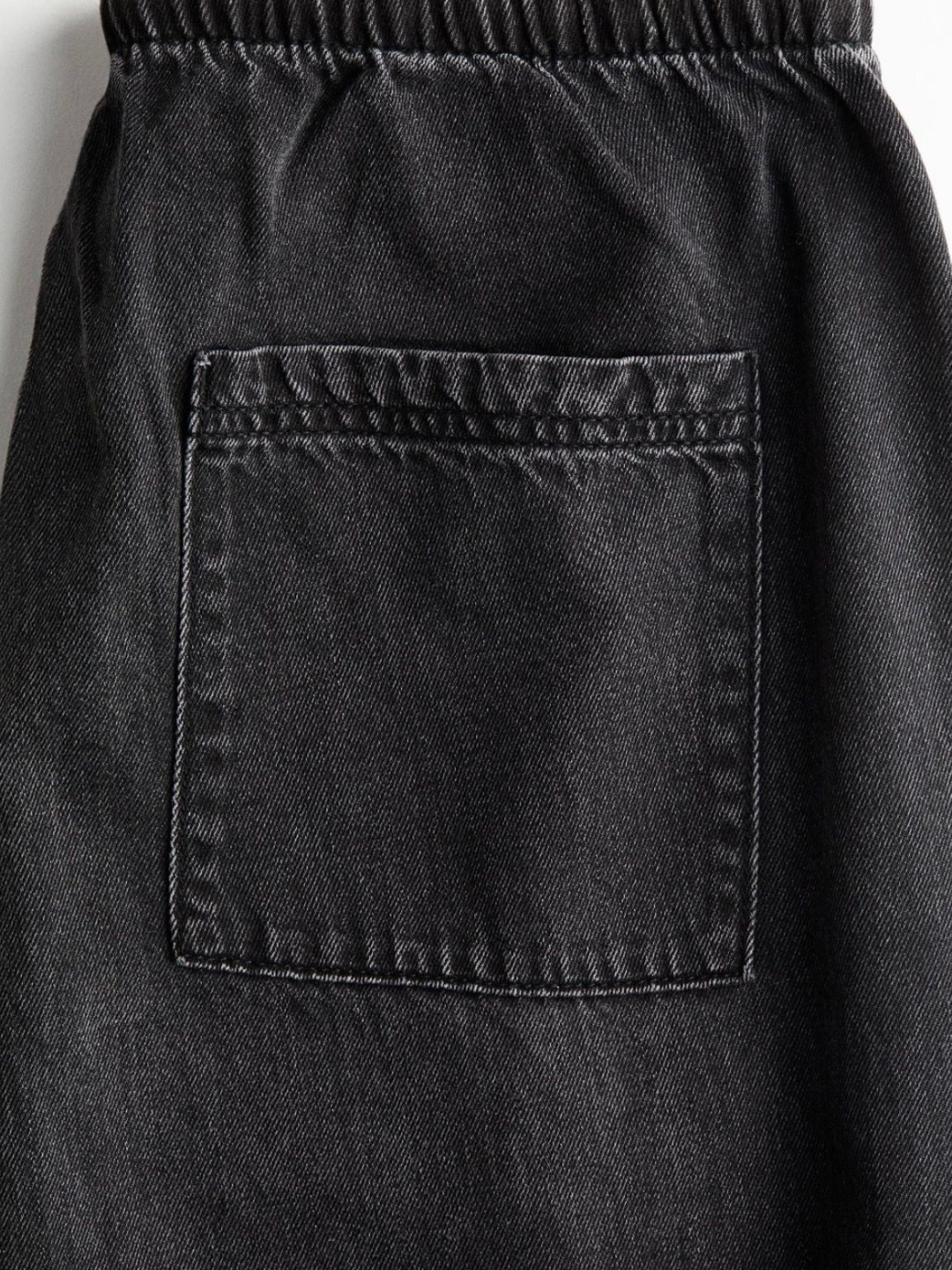 Black Denim Drawstring Trousers