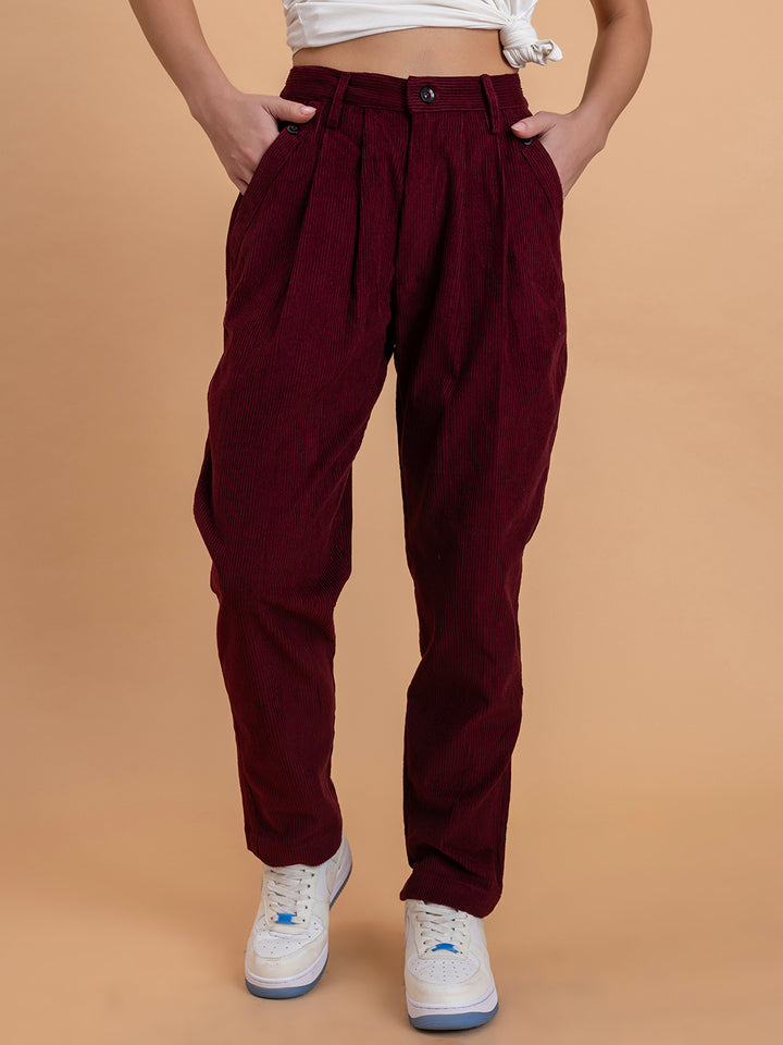 Maroon Corduroy Baggy Trouser