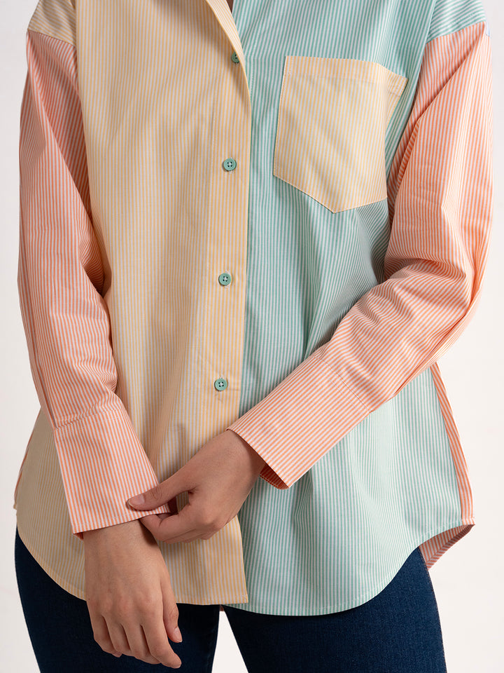 Lounge Dreams Colorblocked Striped Shirt