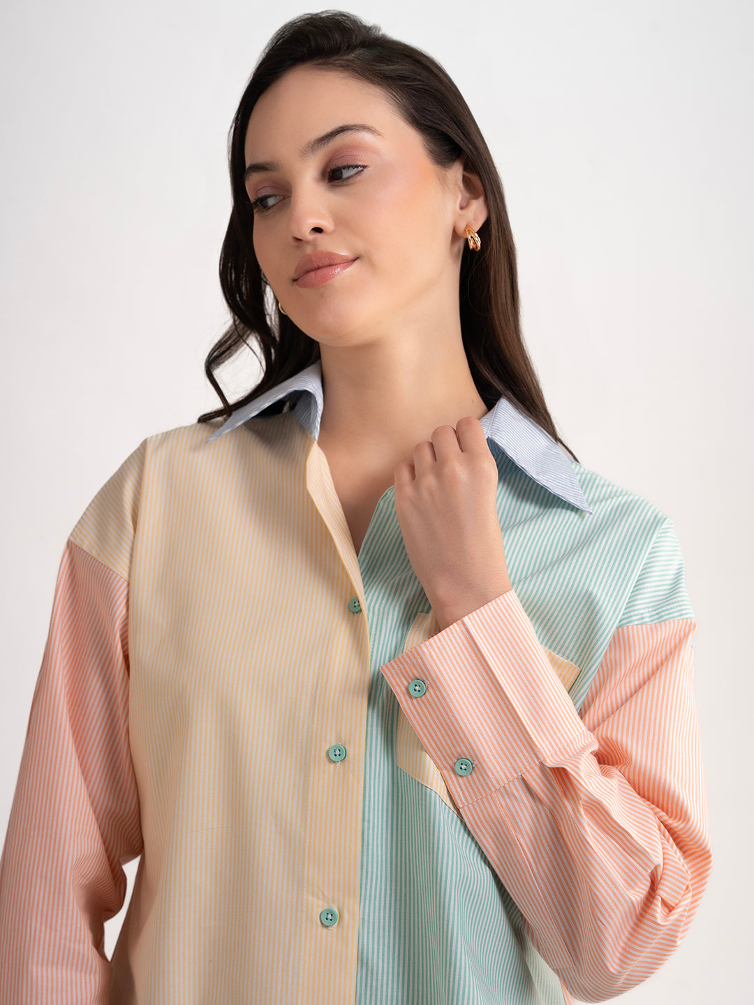 Lounge Dreams Colorblocked Striped Shirt