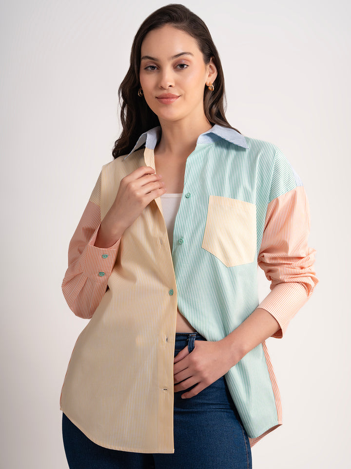 Lounge Dreams Colorblocked Striped Shirt