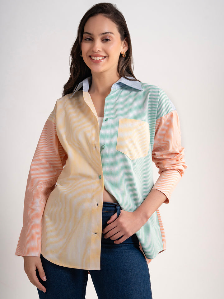 Lounge Dreams Colorblocked Striped Shirt