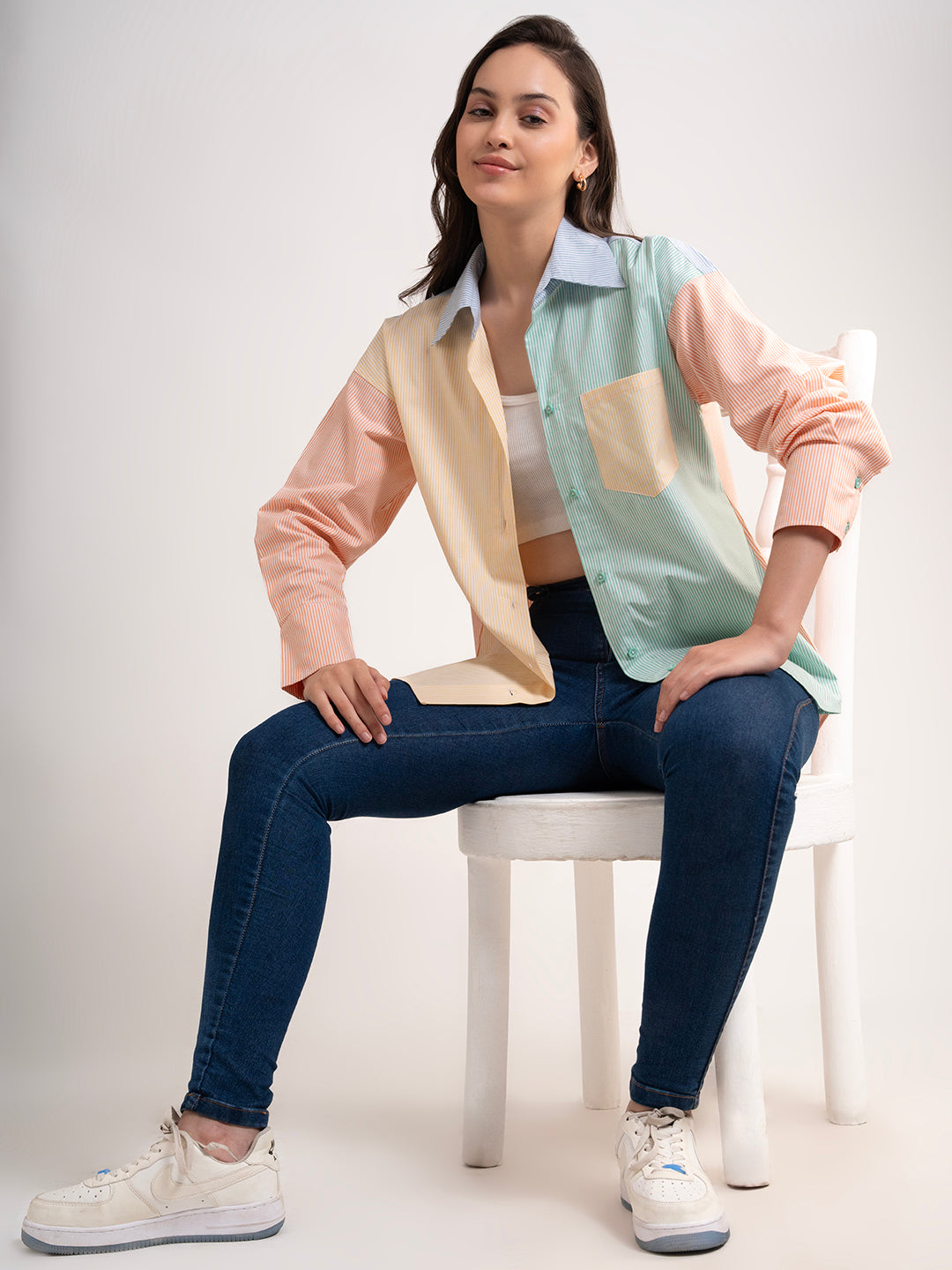 Lounge Dreams Colorblocked Striped Shirt