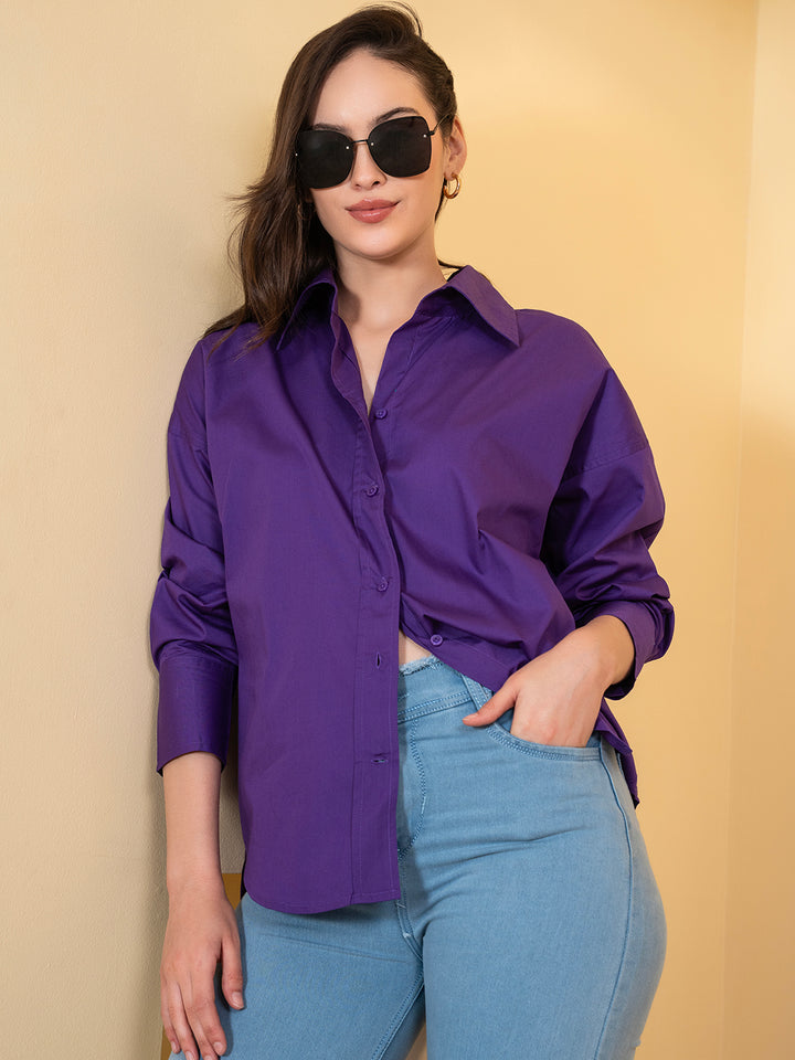 Lounge Dreams Purple  Poplin Shirt