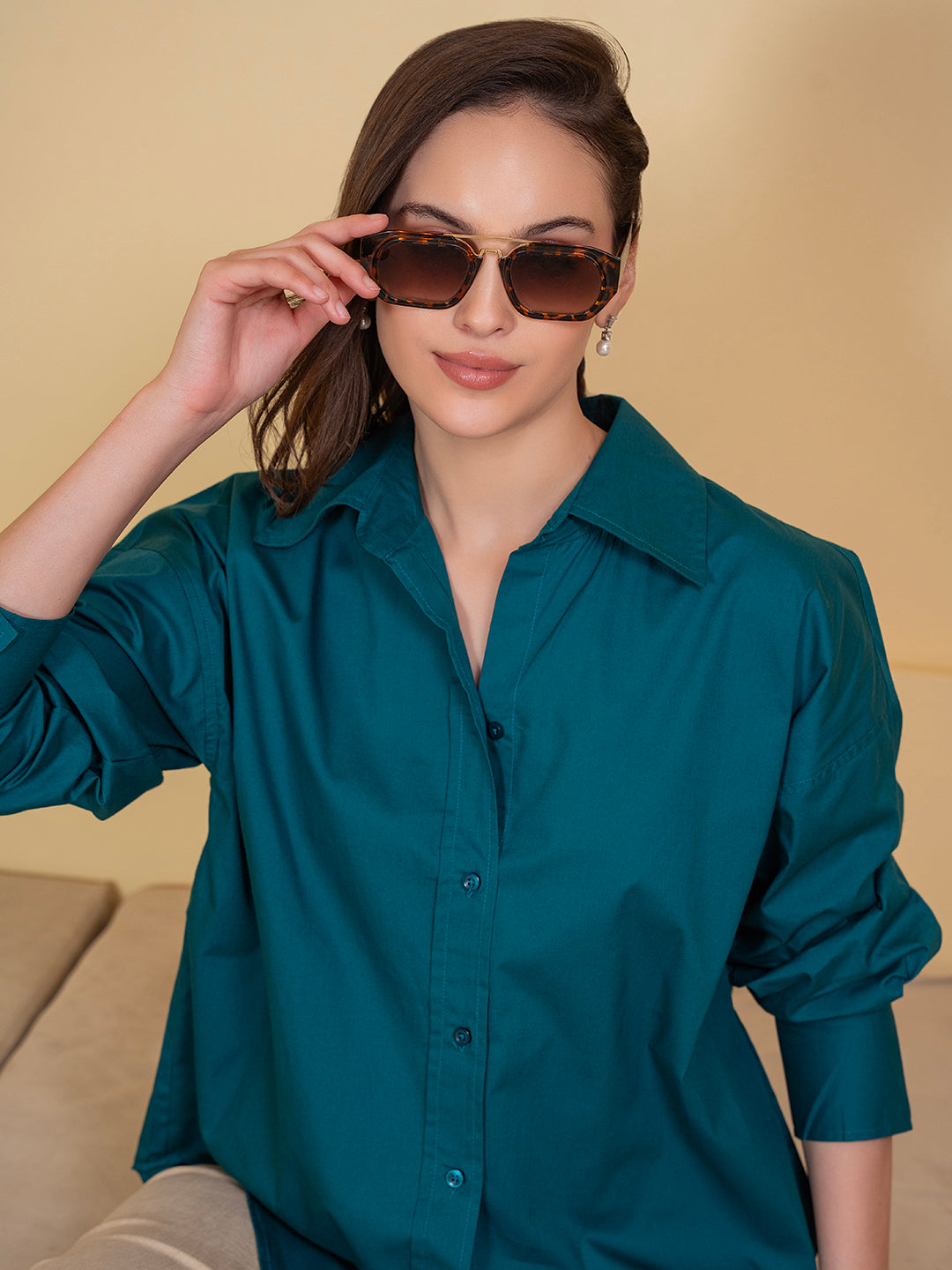 Lounge Dreams Turquoise  Poplin Shirt