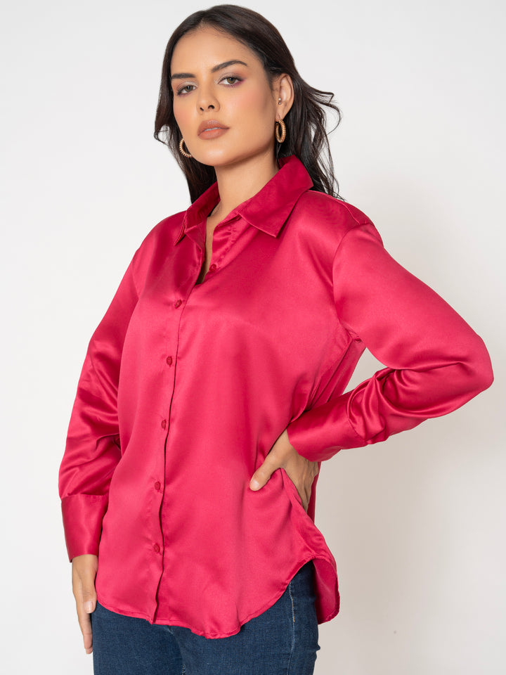 Pink Milano Satin Women's Shirt