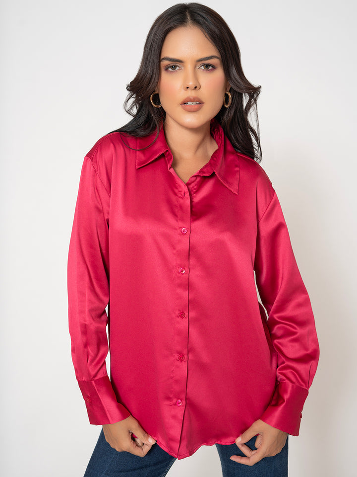 Pink Milano Satin Women's Shirt