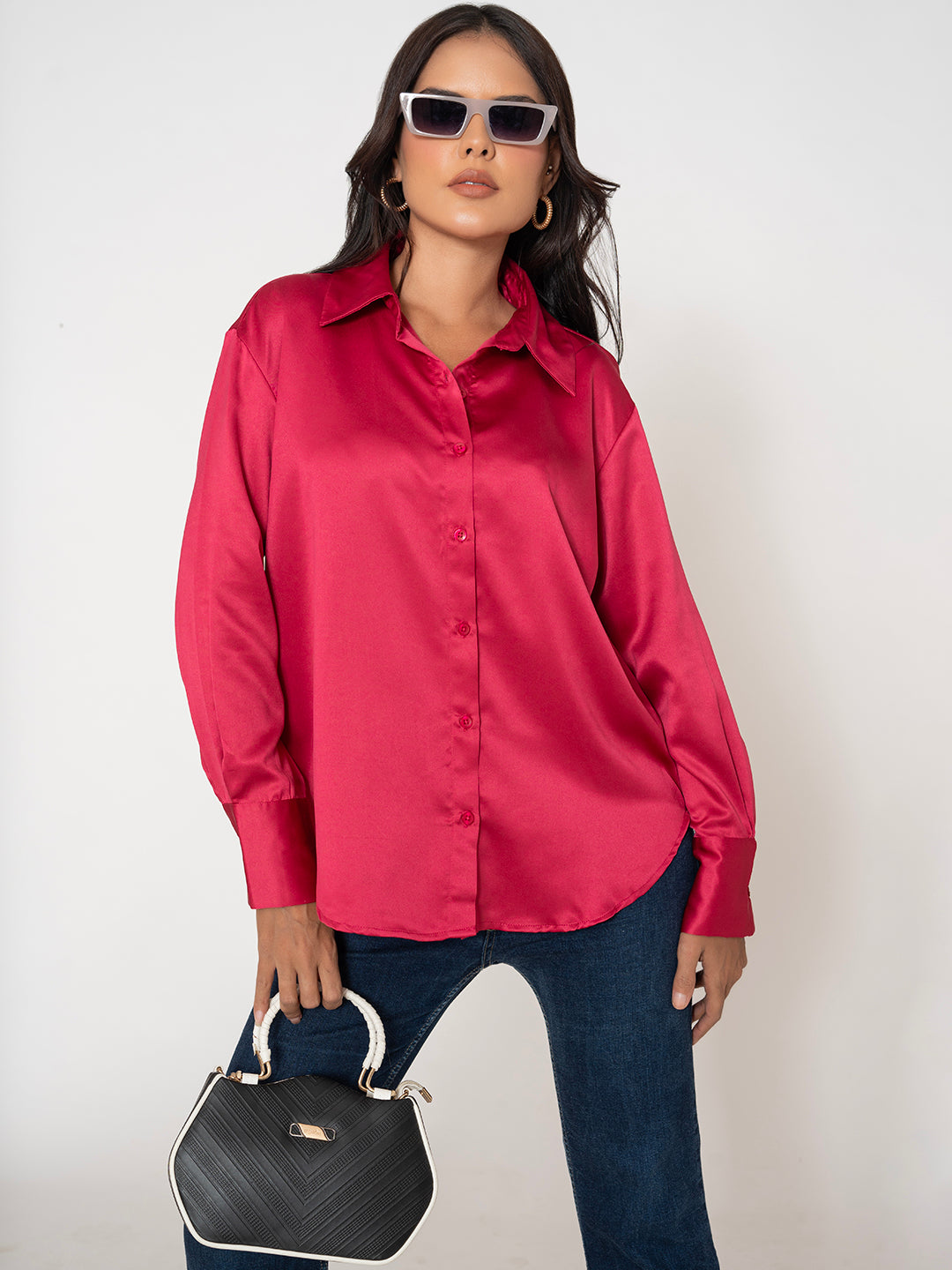 Pink Milano Satin Women's Shirt