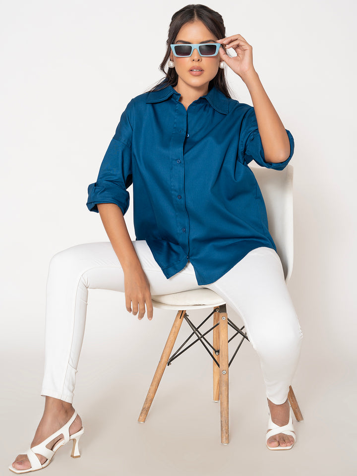 Texas Twill Pure Cotton Women's Oversized Shirt