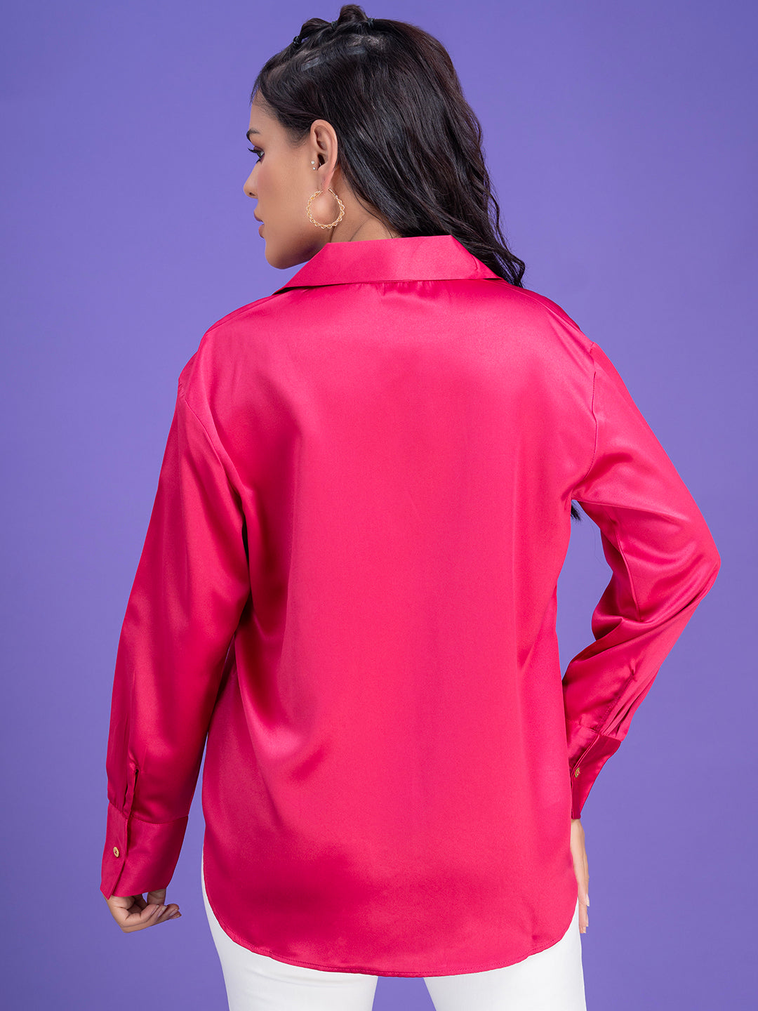 Notched Collar Milano Satin Shirt