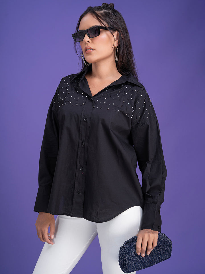 Hathor Inspired Studded Pure Cotton Women's Oversized Shirt