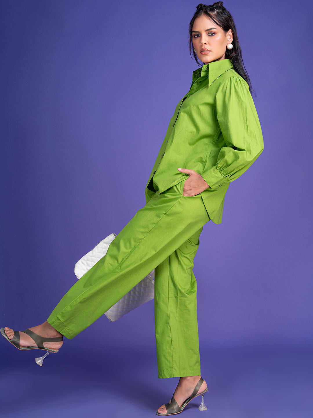 Lime Green Pure Cotton Co-ord Set