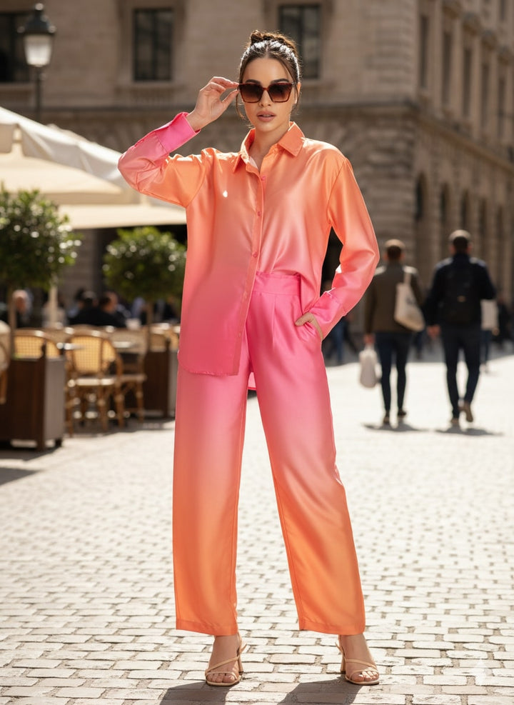 Pink Diva Ombre Satin Co-ords