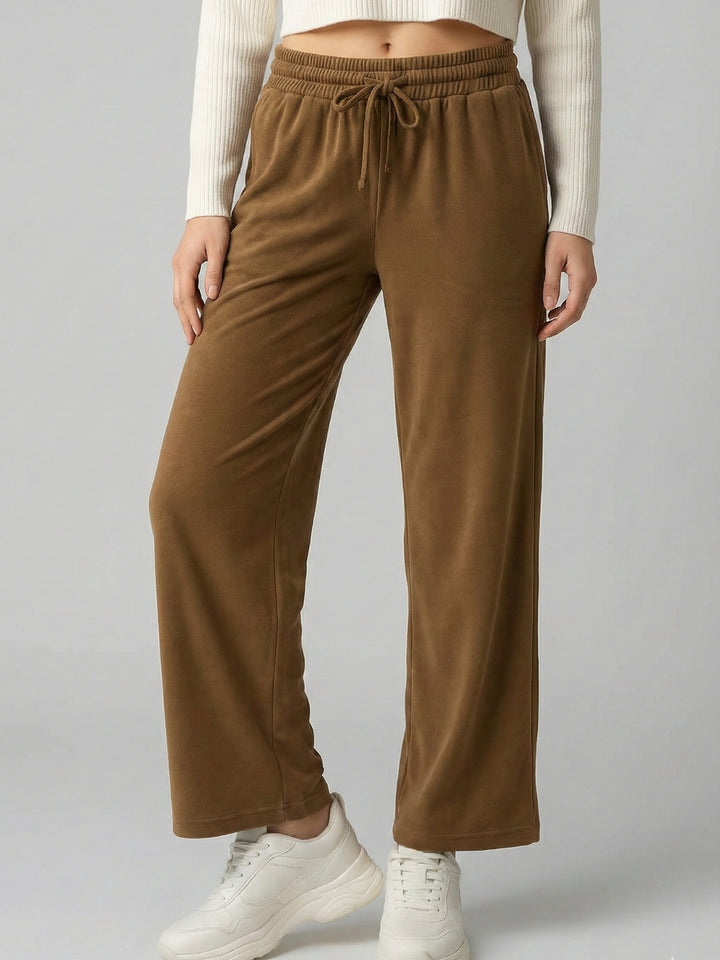 Brown Velvet Drawstring Trousers