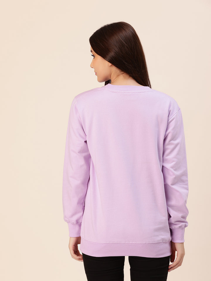Lavender Solid Cotton Fleece Sweatshirt