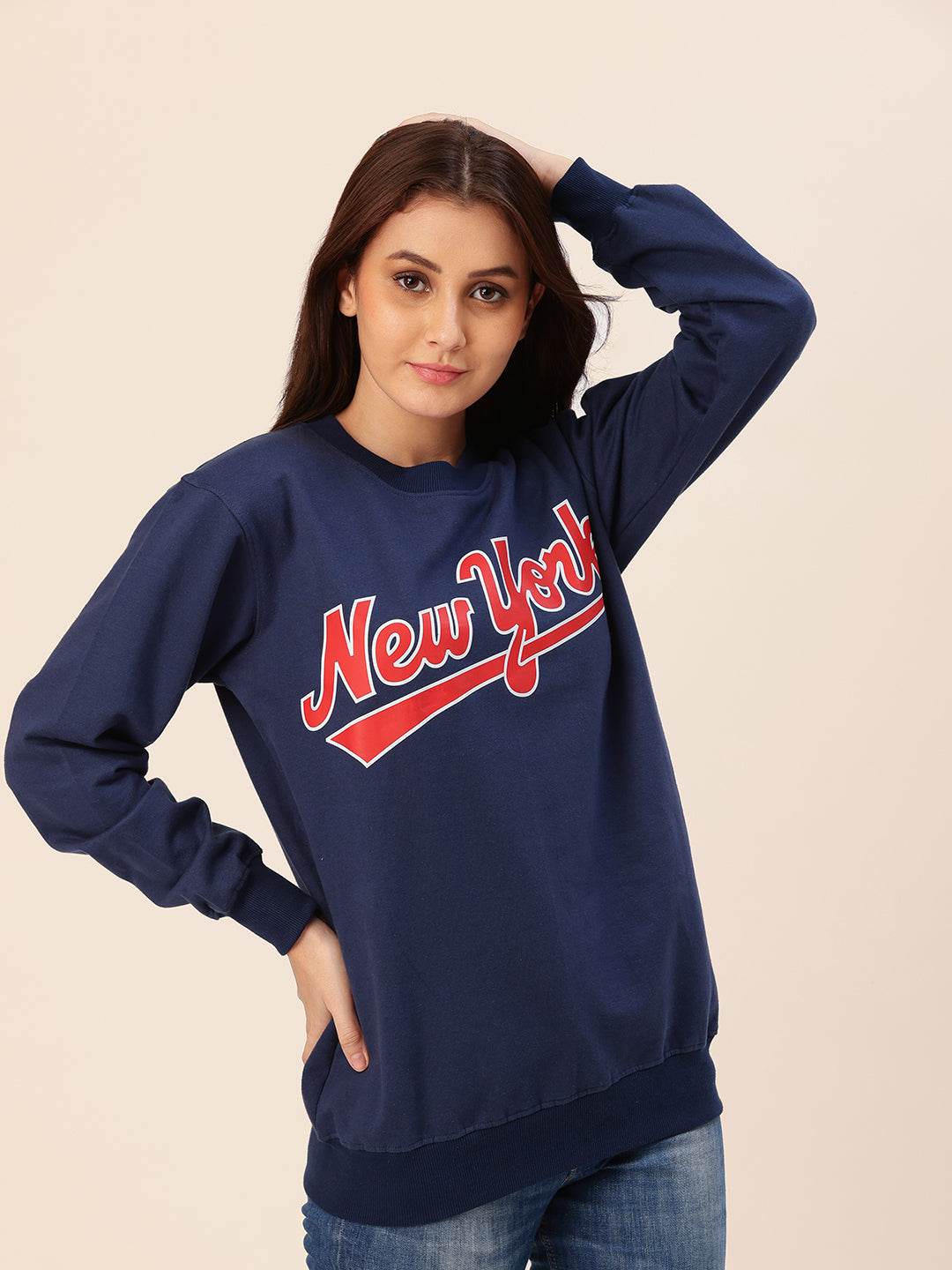 New York Navy Printed Sweatshirt