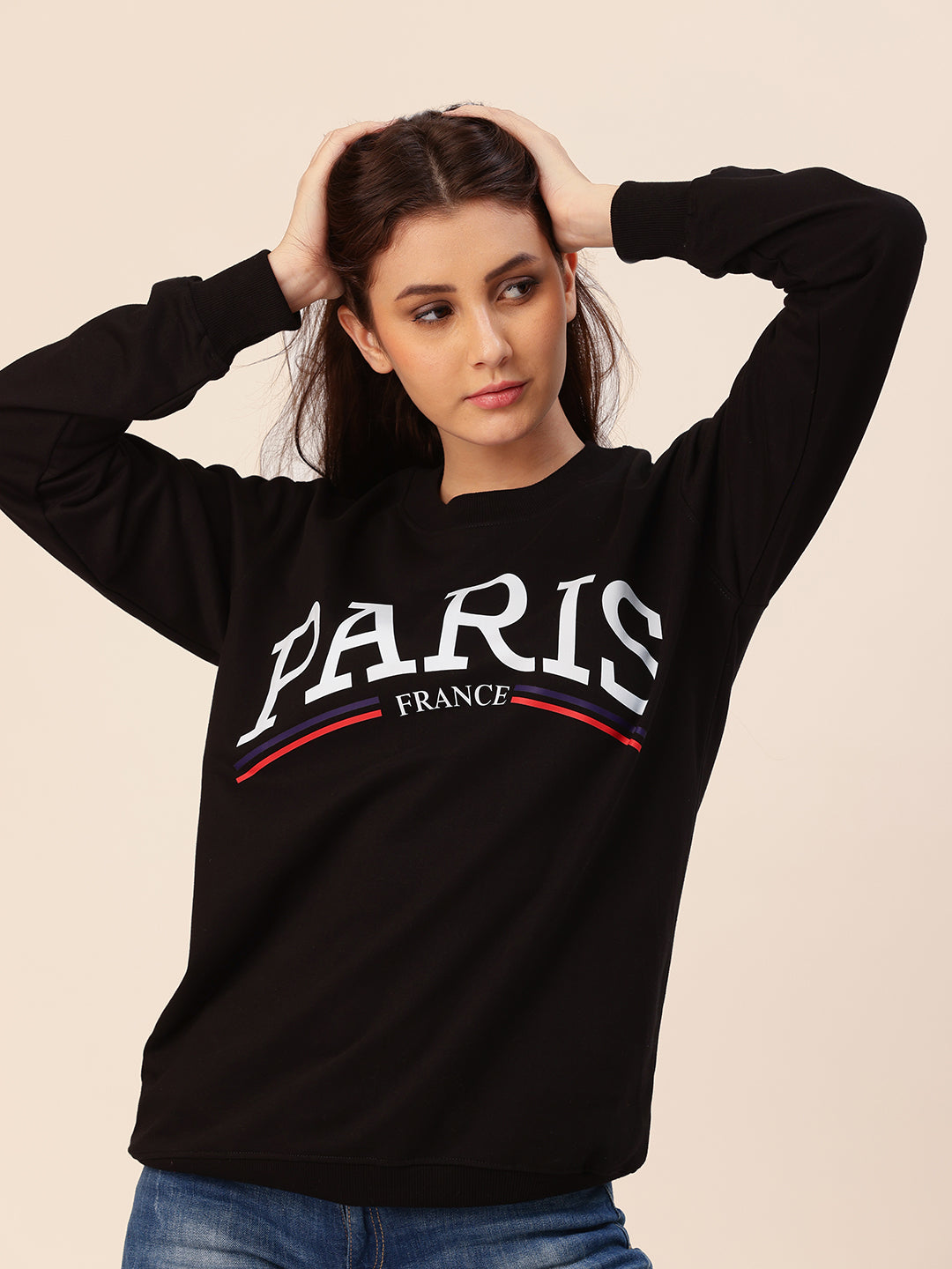 Paris Black Printed Sweatshirt