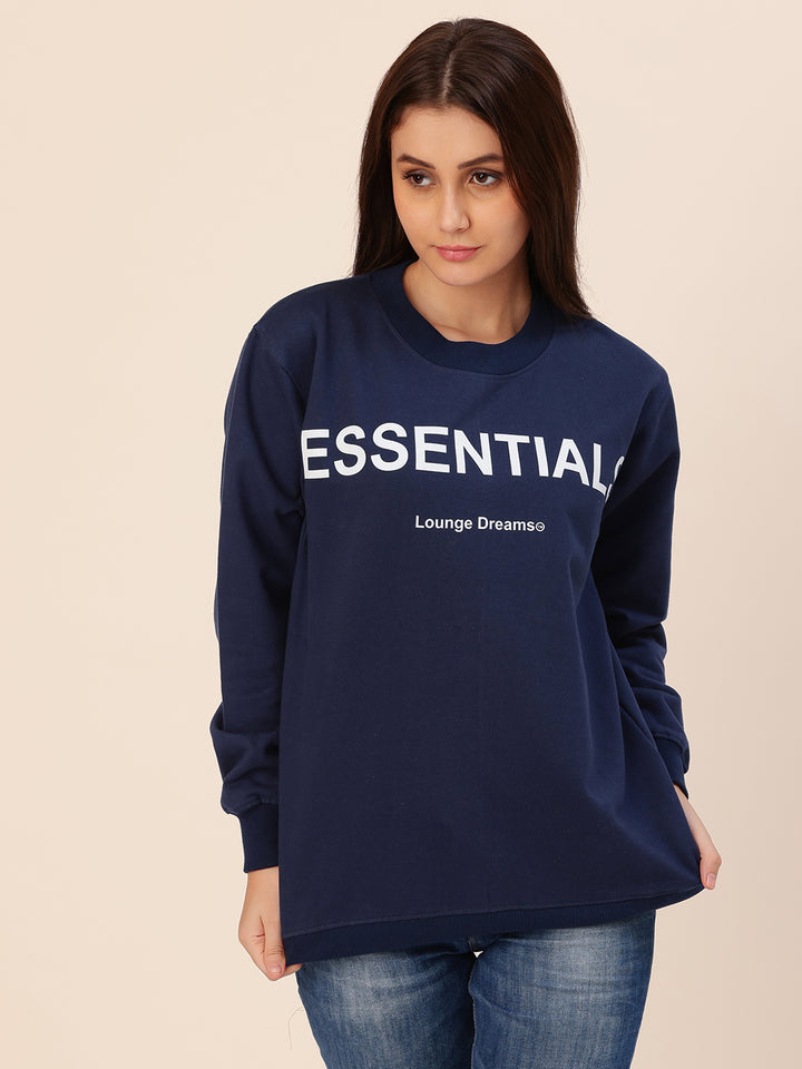 Essentials Navy Printed Sweatshirt
