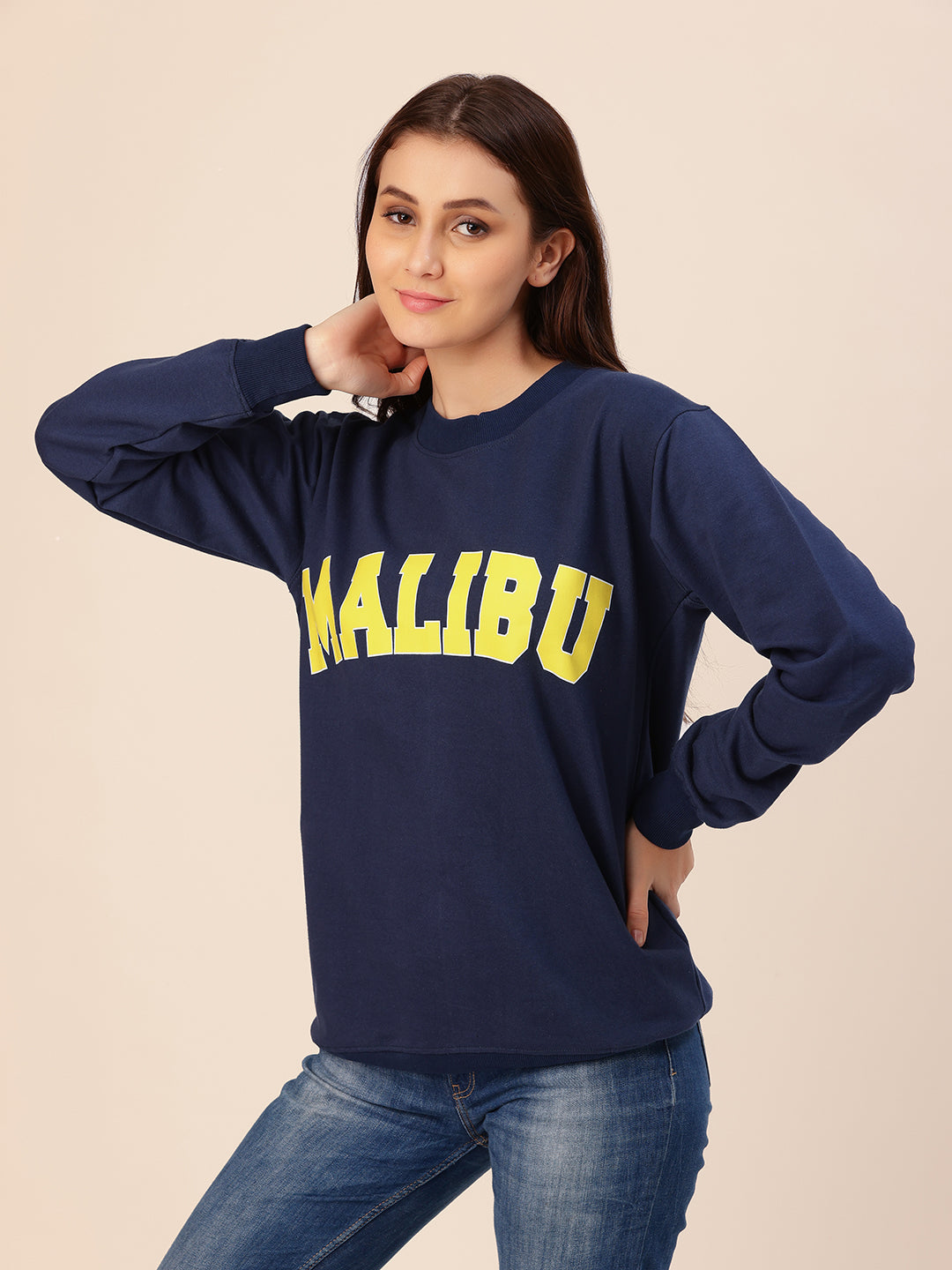 Malibu Navy Printed SweatShirt