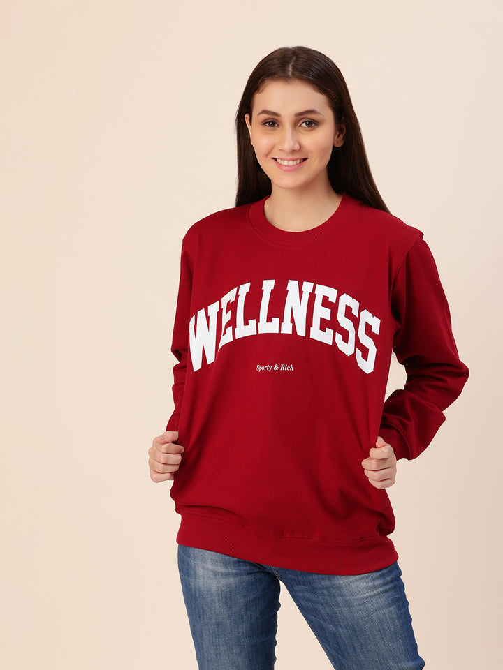Wellness Maroon Printed Sweatshirt
