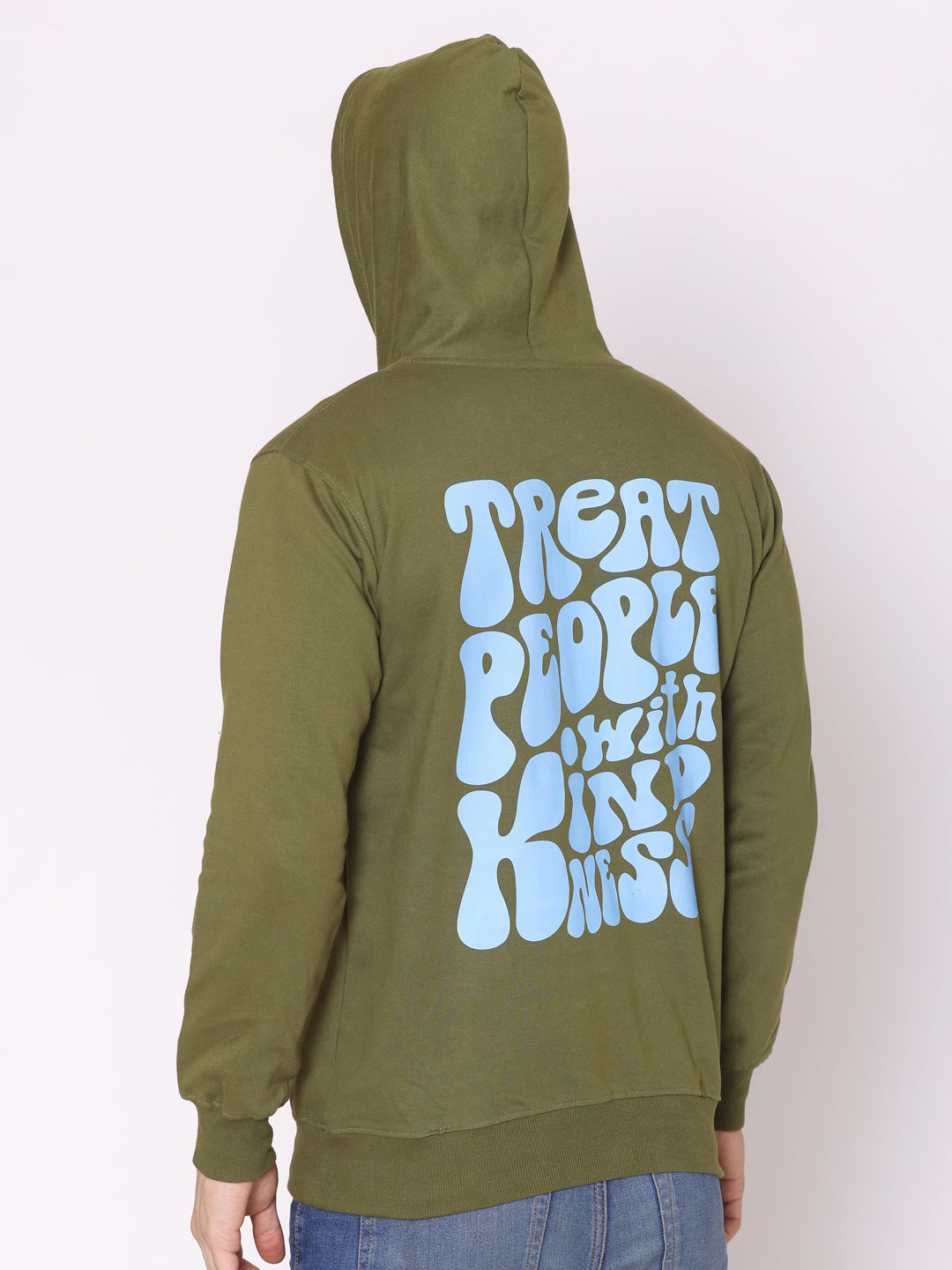 Men's Treat People With Kindness Olive Printed Hoodie