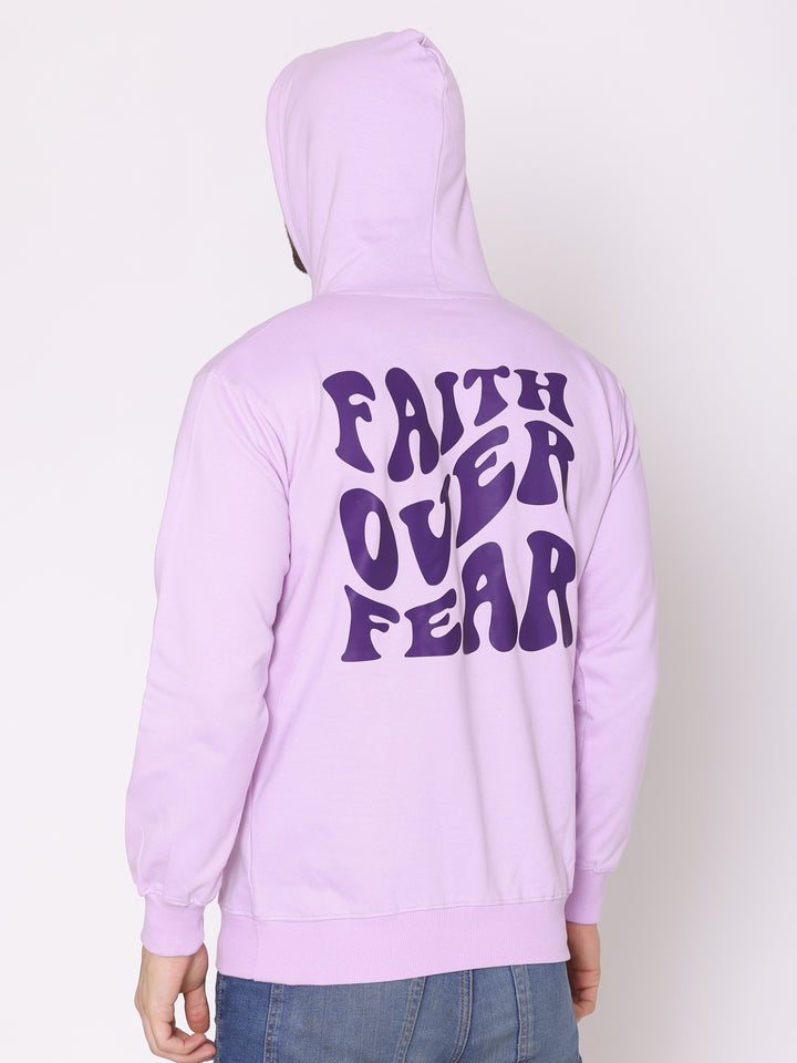 Men's Faith Over Fear Lavender Printed Hoodie